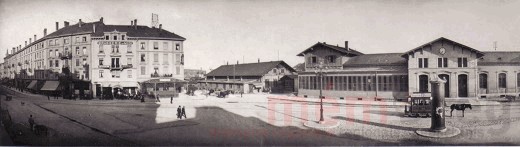 Der ehemalige Bahnhofplatz im Abendlicht, um 1890