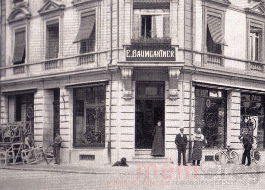 Emil Baumgartners zweites Velogeschäft in Biel, um 1914