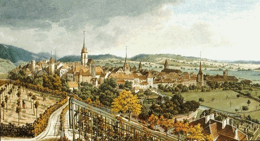 Die Stadt Biel von Westen, 1805