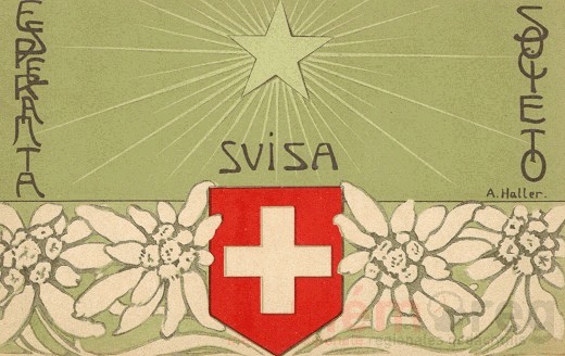 Carte postale d'Anna Haller pour la Fédération Suisse d'Espéranto, en 1908
