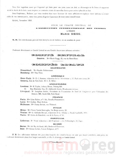 Statuten der Association Internationale des Femmes