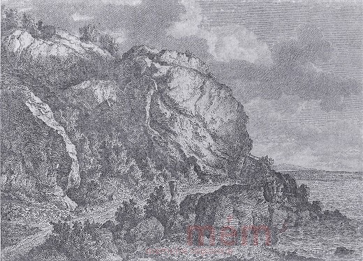 Der Seeuferweg beim Felsen Im Rusel in der Nähe von Tüscherz