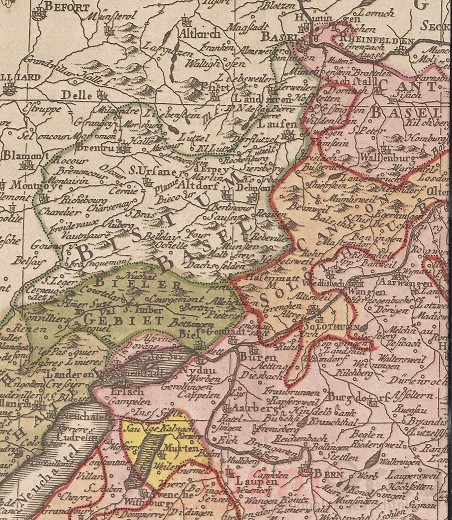 Die Region Biel Seeland und Jura, um 1751