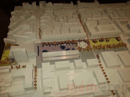 Modell des neuen Stadtzentrums der Stadt Biel