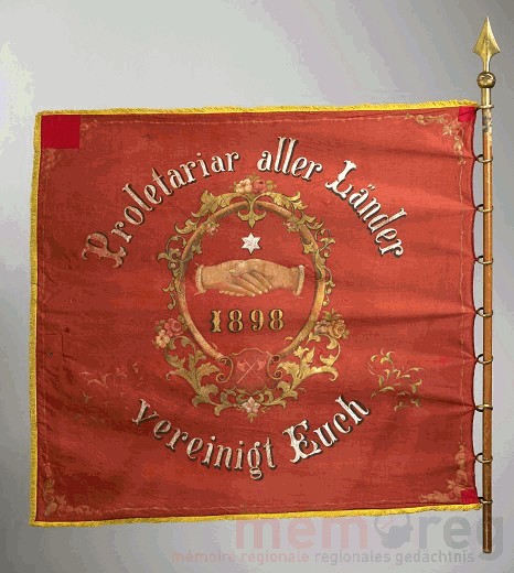 Drapeau du syndicat des ouvriers du bois de Bienne, 1898
