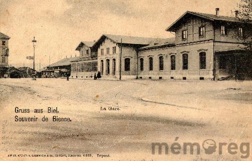 Der zweite Bahnhof in Biel, um 1900