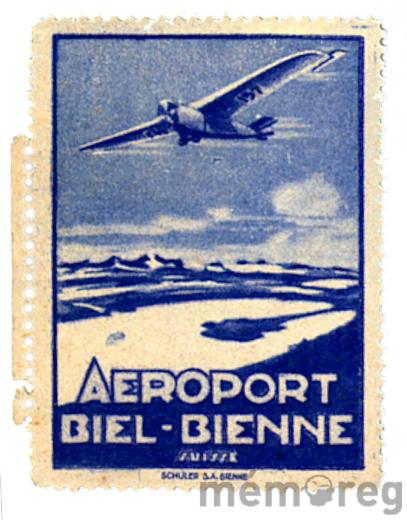 Vignette zum Flugplatz Biel, 1928