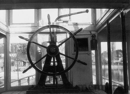 Das Steuerruder des Dampfschiffes «Stadt Biel», um 1933