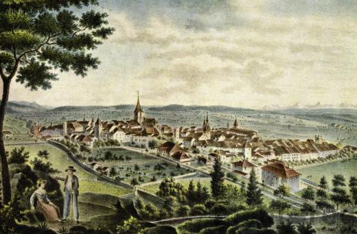 Ansicht der Stadt Biel um 1835