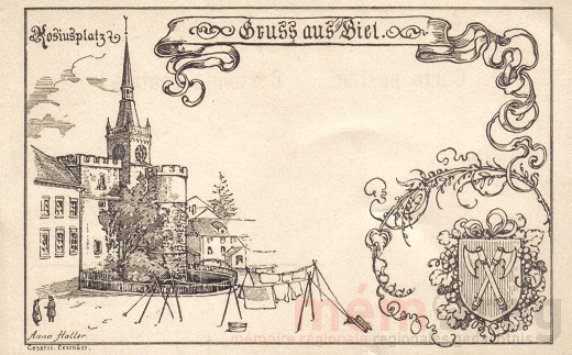Der Rosiusplatz in Biel um 1910