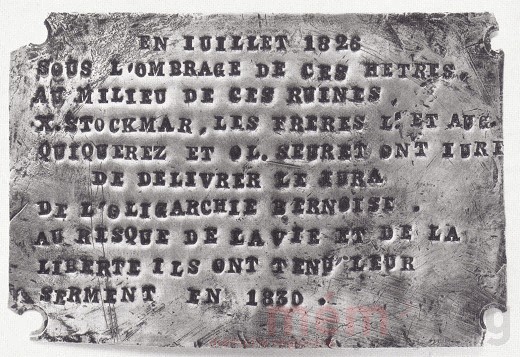 Plakette der jurassischen Opposition, 1830