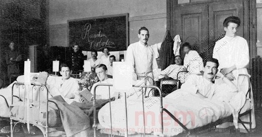 Des malades de la grippe à Bienne, en 1918
