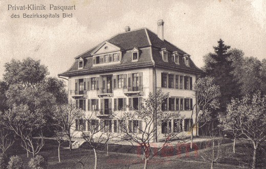 La clinique privée Pasquart de l'hôpital du district de Bienne, vers 1910